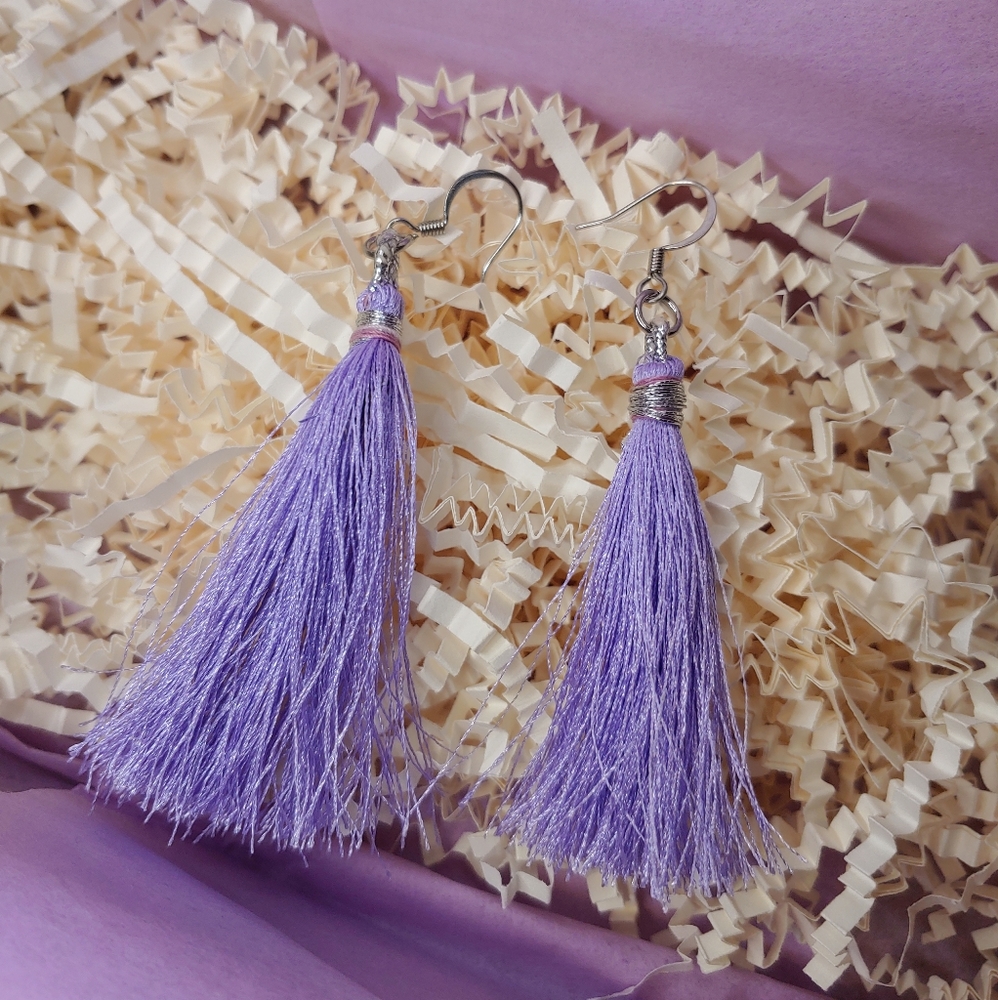 Purple Tassel Earrings Boho Bohemian Hippie Chic
